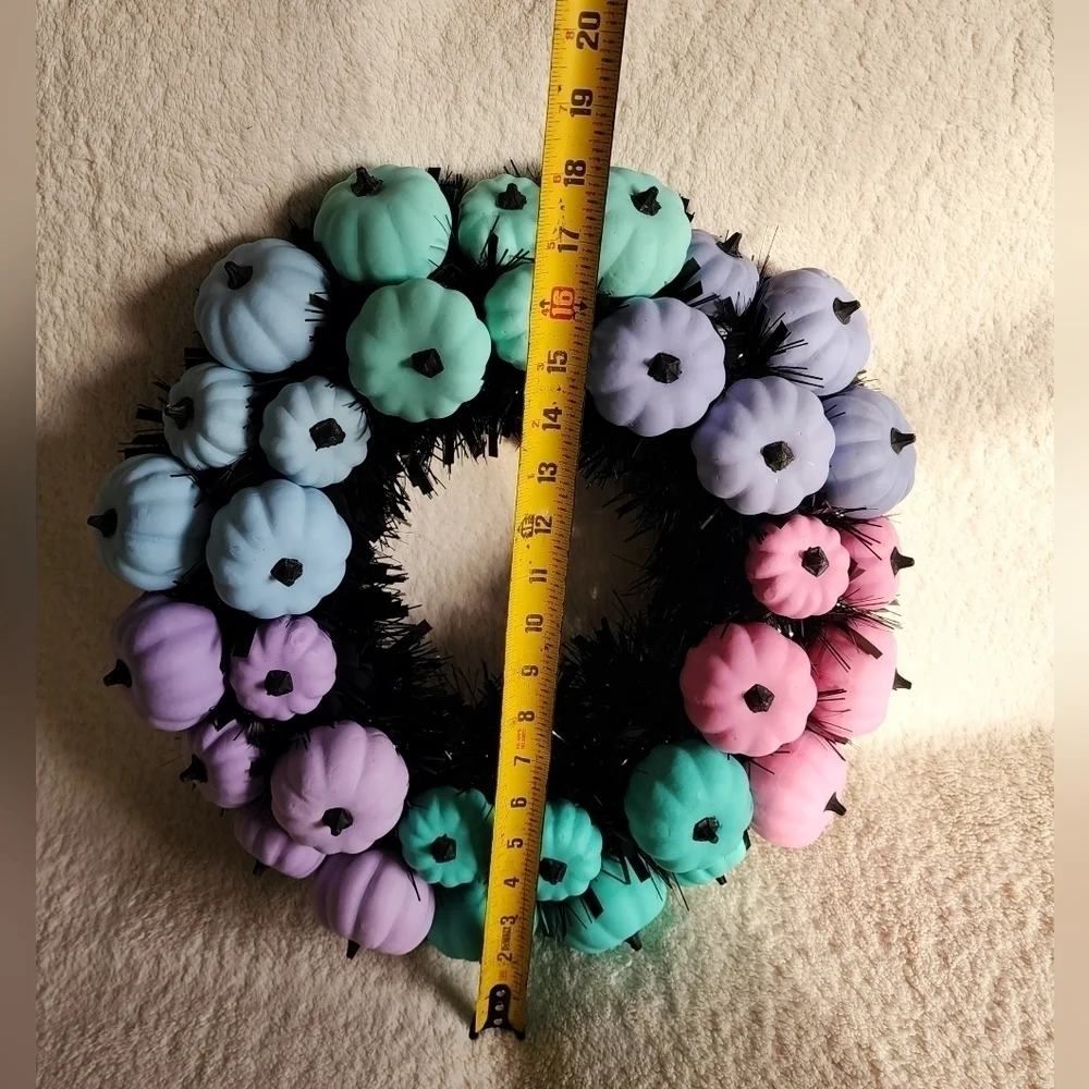 New fall Halloween Thanksgiving colorful Pumpkins wreath 17×17'